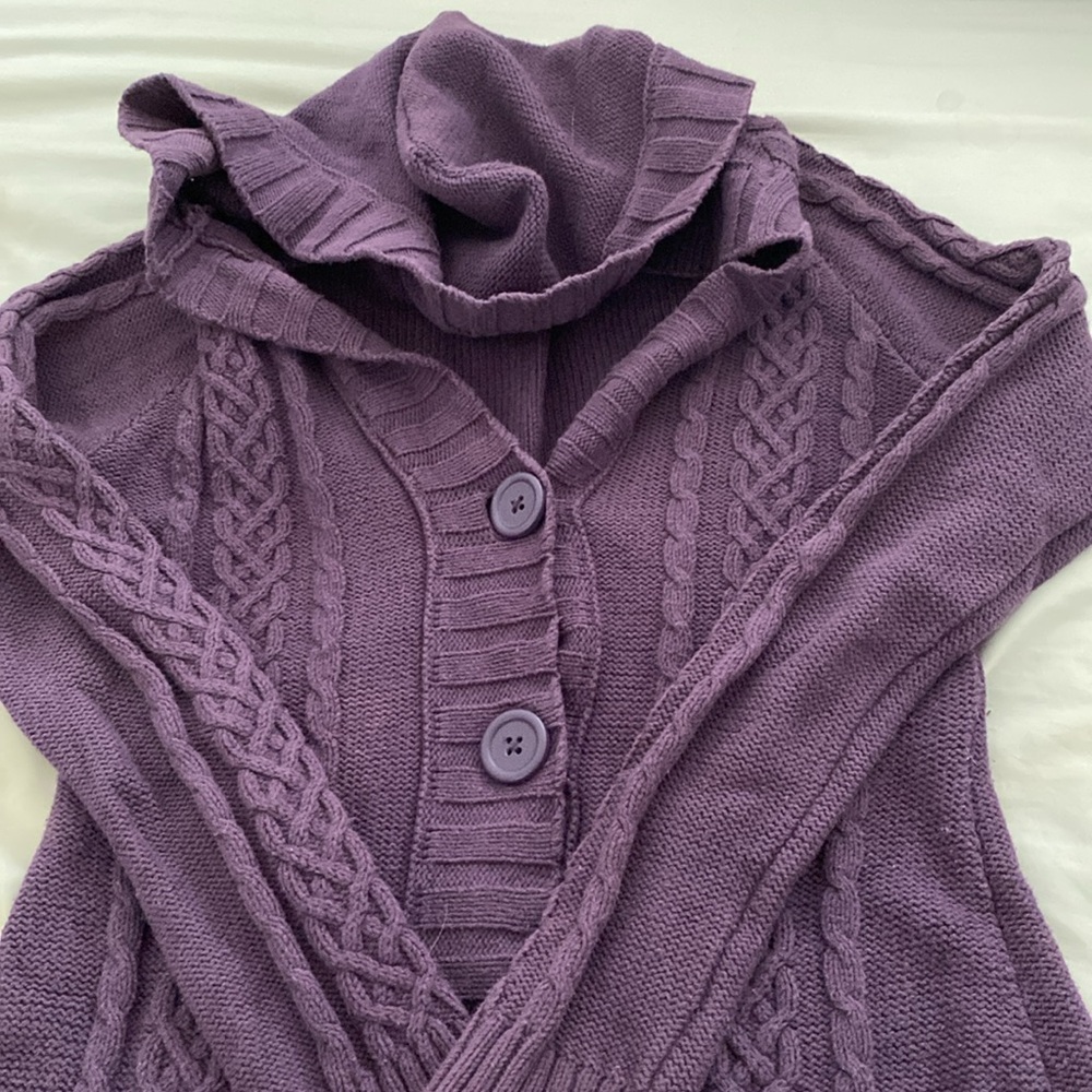 Gap Plum Purple Cable Knit Button-Up Sweater Cardigan S